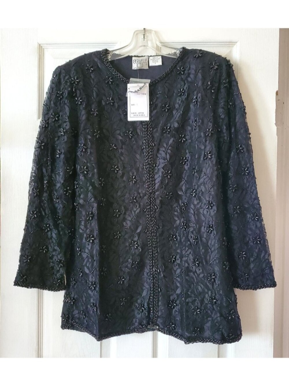 VINTAGE CERVELLE CARDIGAN JACKET BLAZER BEADED PEARL SIZE  L MADE IN INDIA NWT